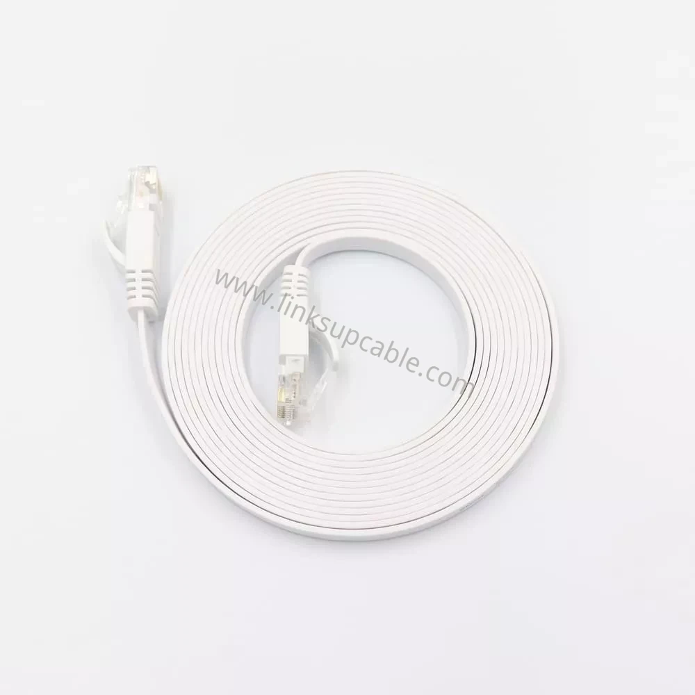 Cat6 Flat Ethernet Patch Cable — 1Gbps 550MHz UTP RJ45 Cord, Custom Color & Length 2 Light blue slim Cat6 UTP flat Ethernet cable 550MHz for under-carpet and desk routing