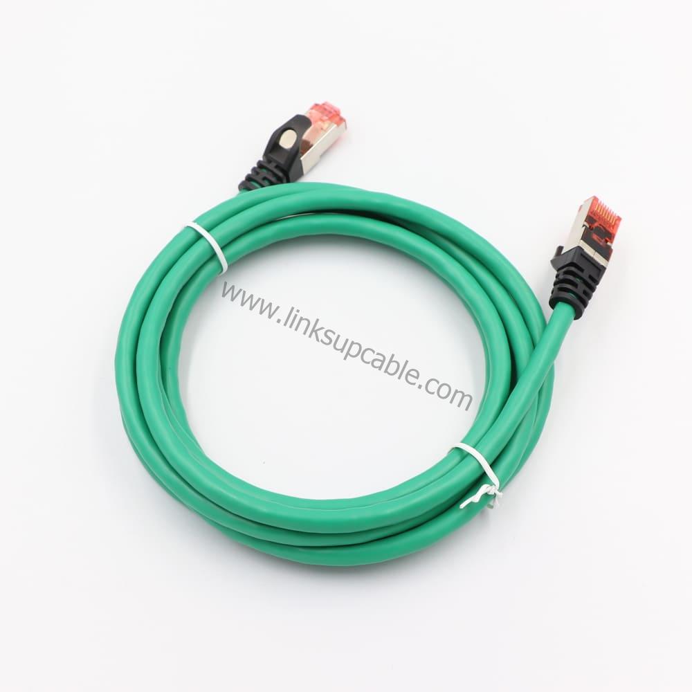 Cat6A Ethernet Cable 10Gbps 500MHz Heavy-Duty Shielded (S/FTP / FTP) Round High-Speed Patch Cord 1 Shielded Metallic RJ45 Connector with Gold-Plated Pins on Cat6A Round Cable