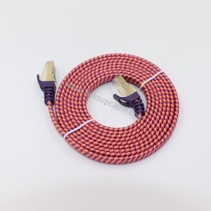 Cat7 Flat Ethernet Cable Multi Strand High Speed Network Patch Cable with Gold Plated RJ45 Connectors