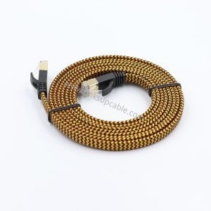 Home 15 Cat7 Flat Ethernet Cable - 10Gbps 600MHz High-Speed Braided Network Cord