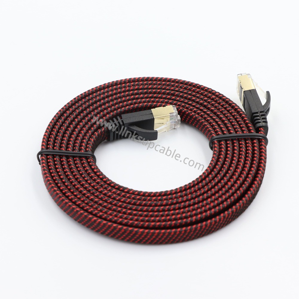 Cat7 Flat Ethernet Cable - 10Gbps 600MHz High-Speed Braided Network Cord 2 Cat7 Flat Ethernet Cable - 10Gbps 600MHz High-Speed Braided Network Cord - Image 2