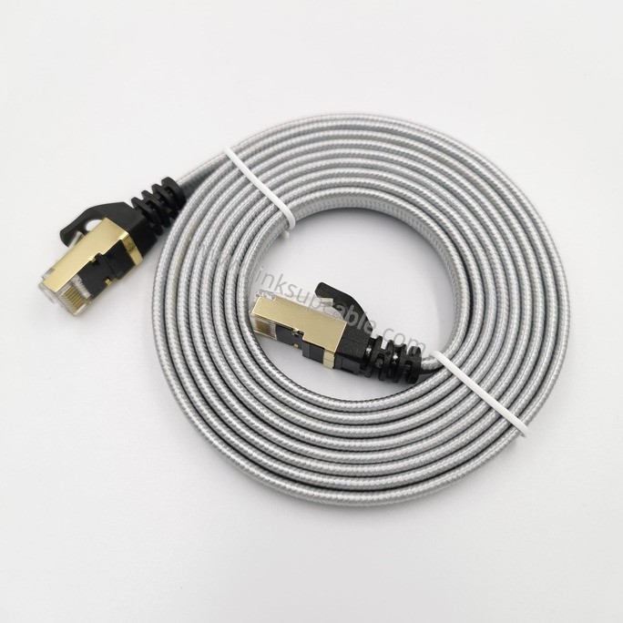 Cat7 Flat Ethernet Cable - 10Gbps 600MHz High-Speed Braided Network Cord 4 Cat7 Flat Ethernet Cable - 10Gbps 600MHz High-Speed Braided Network Cord - Image 4
