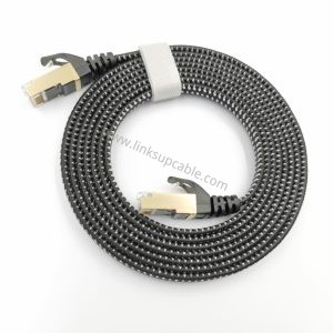 Home 14 Aesthetic Cat7 Flat Ethernet Cable - Ultra-Thin Braided Network Patch Cord for Home
