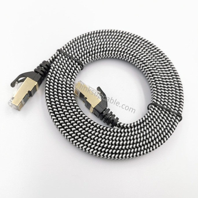 Aesthetic Cat7 Flat Ethernet Cable - Ultra-Thin Braided Network Patch Cord for Home 4 Aesthetic Cat7 Flat Ethernet Cable - Ultra-Thin Braided Network Patch Cord for Home - Image 4