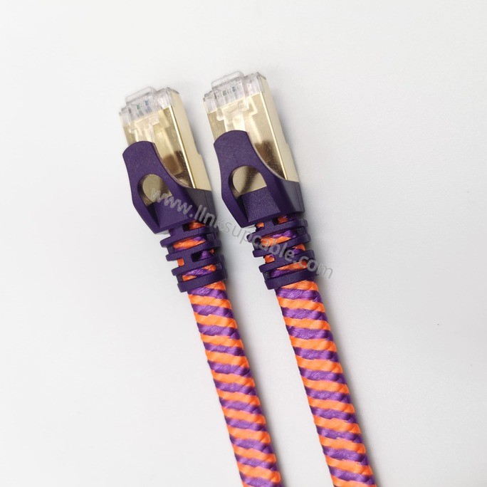 Cat7 Flat Ethernet Cable - 10Gbps 600MHz STP Shielded Network Cord with Gold-Plated Connectors 2 Cat7 Flat Ethernet Cable - 10Gbps 600MHz STP Shielded Network Cord with Gold-Plated Connectors - Image 2