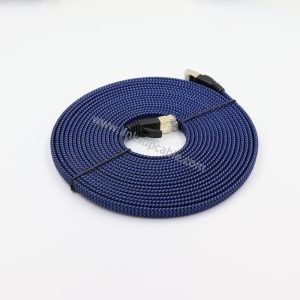 Cat7 Flat Ethernet Patch Cable Multi Strand LAN Cable with Shielded RJ45 Connectors