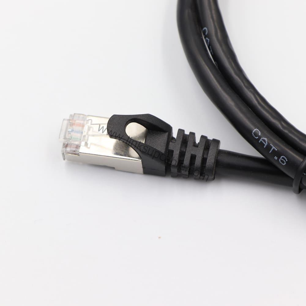 Cat5e Shielded Ethernet Cable Gigabit 100MHz Heavy-Duty Round STP/FTP High-Speed Patch Cord 1 Cat5e Shielded Heavy-Duty Round Cable Connected to IP Camera and PoE Switch