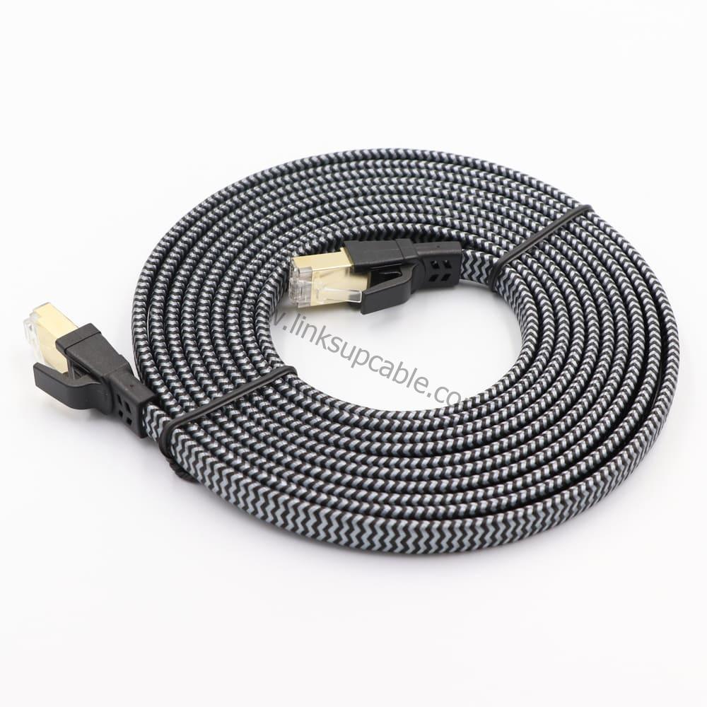 Cat8 Flat Ethernet Cable 40Gbps 2000MHz Ultra-Slim Shielded (S/FTP) High-Speed Patch Cord 1 Cat8 Flat Ethernet Cable 40Gbps 2000MHz High Speed Patch Cord