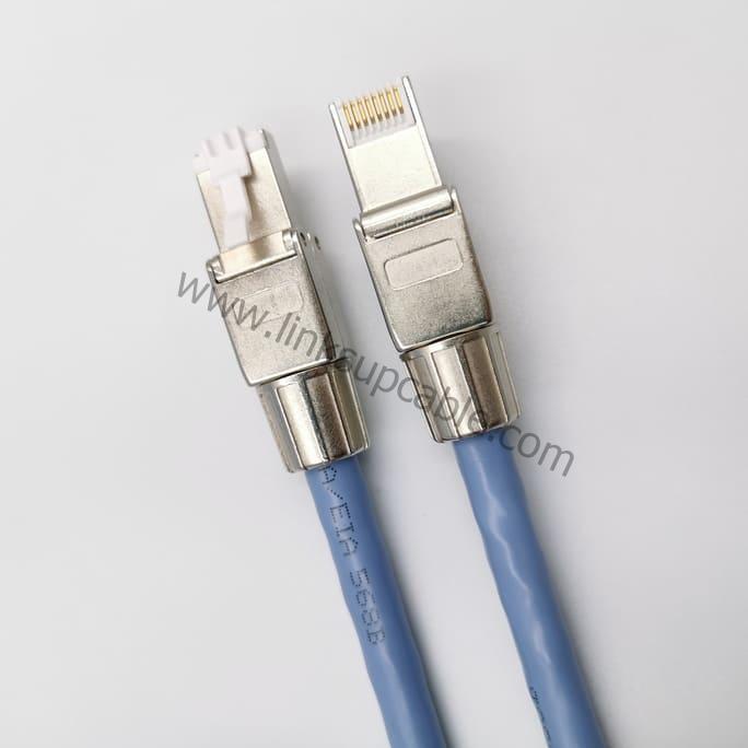 Cat8 Ethernet Cable 40Gbps 2000MHz Heavy-Duty Shielded (S/FTP) Round High-Speed Patch Cord 2 Zinc-Alloy Shielded RJ45 Connector with Gold-Plated Pins on Cat8 Round Cable