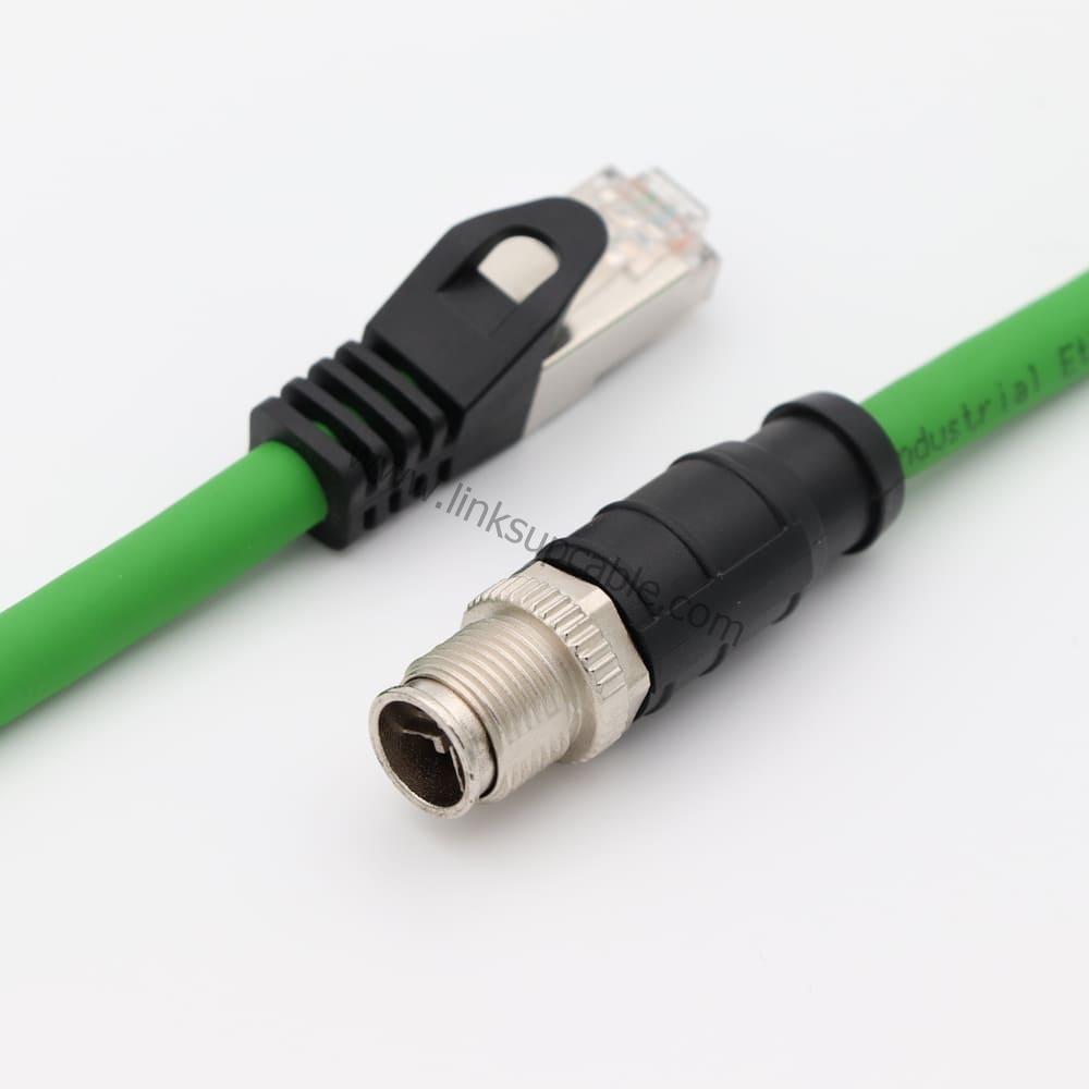 M12 X-Coded Cable Connected to GigE Vision Camera and Industrial Switch