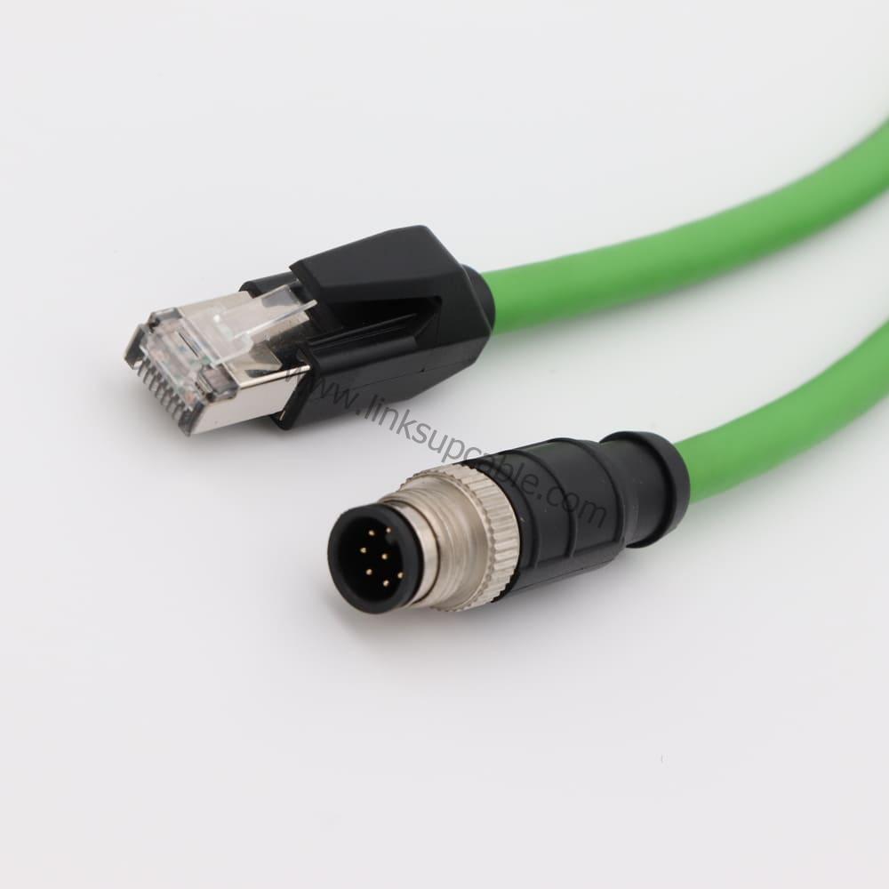 RJ45 to M12 A-Coded 8-Pin Industrial Ethernet Shielded Cable