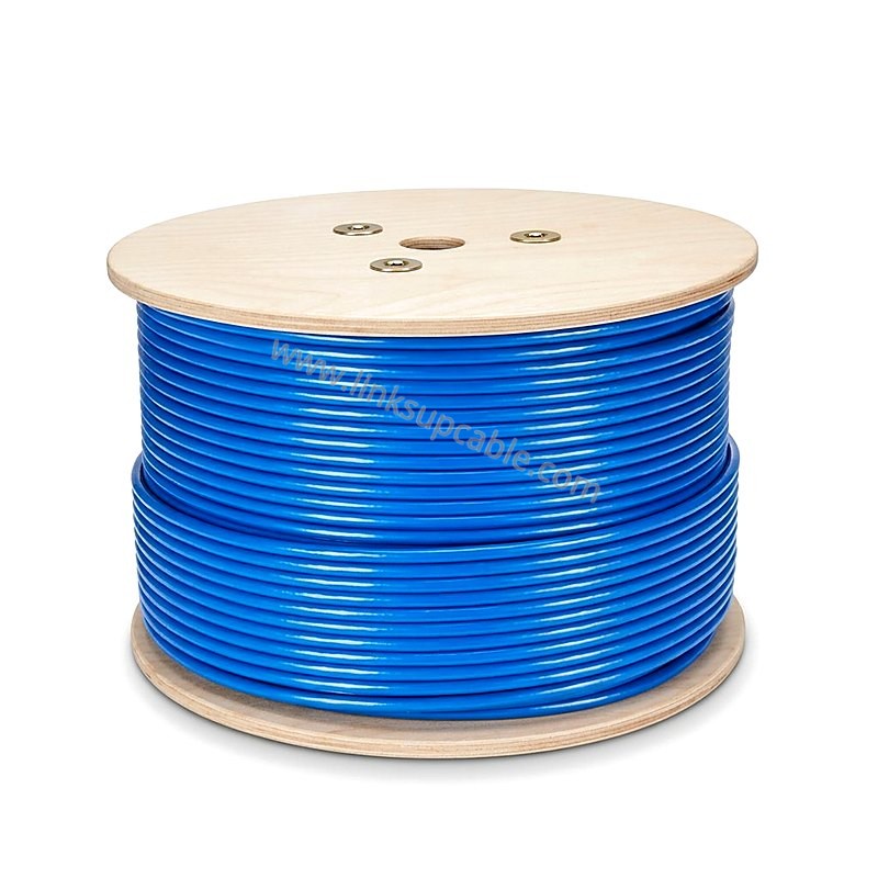 Cat6 / Cat6A Bulk Ethernet Cable 1000ft — 23AWG Solid Bare Copper, CMR Riser 3 Cat6A bulk cable 305m on wooden spool reel with blue solid bare copper network cable